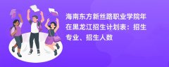 海南东方新丝路职业学院2024年在黑龙江招生计划表:招生专业、招生人数