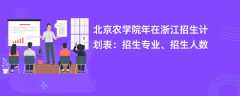 北京农学院2024年在浙江招生计划表：招生专业、招生人数