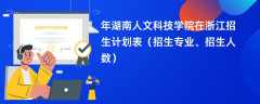 2024年湖南人文科技学院在浙江招生计划表（招生专业、招生人数）