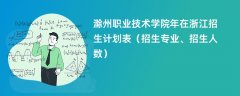 滁州职业技术学院2024年在浙江招生计划表(招生专业、招生人数)