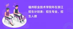 福州职业技术学院2024年在浙江招生计划表：招生专业、招生人数