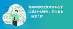 湖南城建职业技术学院在浙江招生计划表2024年：招生专业、招生人数