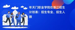 2024年天门职业学院在浙江招生计划表:招生专业、招生人数