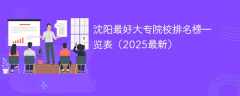 沈阳最好大专院校排名榜一览表（2025最新）