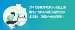 2025安徽高考多少分能上新疆生产建设兵团兴新职业技术学院（录取分数线预测）