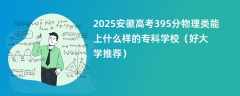 2025安徽高考395分物理类能上什么样的专科学校（好大学推荐）