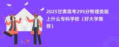 2025甘肃高考295分物理类能上什么专科学校（好大学推荐）