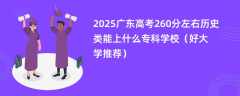 2025广东高考260分左右历史类能上什么专科学校（好大学推荐）