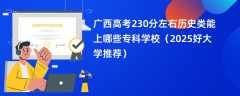 广西高考230分左右历史类能上哪些专科学校（2025好大学推荐）