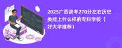 2025广西高考270分左右历史类能上什么样的专科学校（好大学推荐）