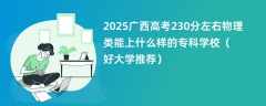 2025广西高考230分左右物理类能上什么样的专科学校（好大学推荐）