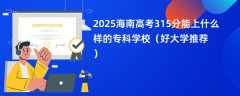 2025海南高考315分能上什么样的专科学校（好大学推荐）