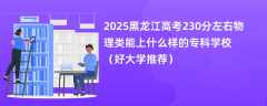 2025黑龙江高考230分左右物理类能上什么样的专科学校（好大学推荐）