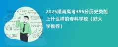 2025湖南高考395分历史类能上什么样的专科学校（好大学推荐）