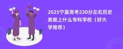 2025宁夏高考230分左右历史类能上什么专科学校（好大学推荐）