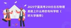 2025宁夏高考250分左右物理类能上什么样的专科学校（好大学推荐）