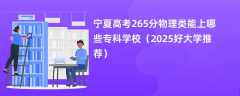 宁夏高考265分物理类能上哪些专科学校（2025好大学推荐）