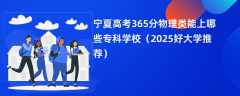 宁夏高考365分物理类能上哪些专科学校（2025好大学推荐）