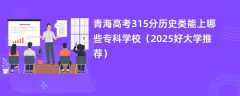 青海高考315分历史类能上哪些专科学校（2025好大学推荐）