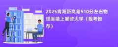 2025青海新高考510分左右物理类能上哪些大学（报考推荐）