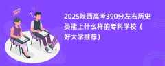 2025陕西高考390分左右历史类能上什么样的专科学校（好大学推荐）