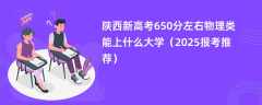陕西新高考650分左右物理类能上什么大学（2025报考推荐）