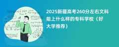 2025新疆高考260分左右文科能上什么样的专科学校（好大学推荐）