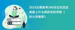 2025云南高考280分左右历史类能上什么样的专科学校（好大学推荐）
