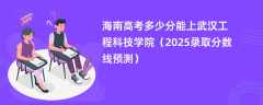 海南高考多少分能上武汉工程科技学院（2025录取分数线预测）