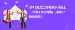 2025黑龙江高考多少分能上三亚理工职业学院（录取分数线预测）