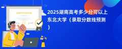 2025湖南高考多少分可以上东北大学（录取分数线预测）