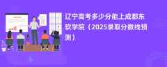 辽宁高考多少分能上成都东软学院（2025录取分数线预测）
