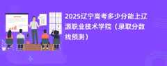 2025辽宁高考多少分能上辽源职业技术学院（录取分数线预测）