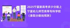 2025宁夏新高考多少分能上宁夏幼儿师范高等专科学校（录取分数线预测）