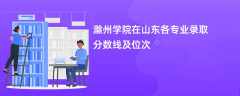 滁州学院在山东2024各专业录取分数线及位次