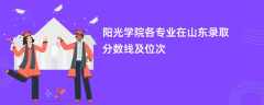 阳光学院各专业在山东录取分数线及位次2024