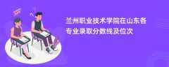 兰州职业技术学院在山东2024各专业录取分数线及位次