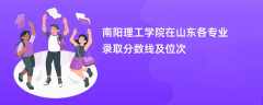 南阳理工学院在山东各专业录取分数线及位次2024