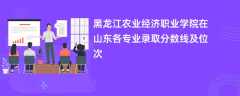 黑龙江农业经济职业学院2024在山东各专业录取分数线及位次