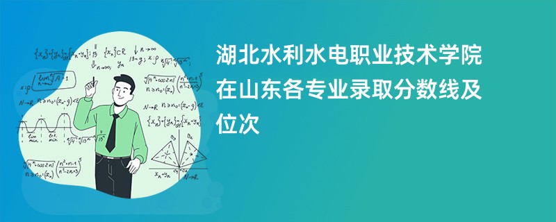 湖北水利水电职业技术学院在山东各专业录取分数线及位次