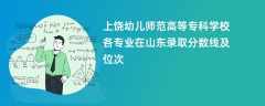 上饶幼儿师范高等专科学校各专业在山东录取分数线及位次2024