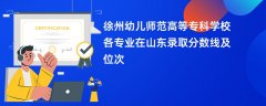 徐州幼儿师范高等专科学校各专业在山东录取分数线及位次2024