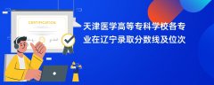 天津医学高等专科学校各专业在辽宁录取分数线及位次2024