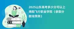 2025山东高考多少分可以上绵阳飞行职业学院（录取分数线预测）