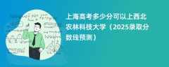 上海高考多少分可以上西北农林科技大学（2025录取分数线预测）