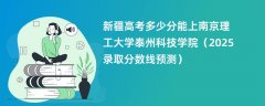 新疆高考多少分能上南京理工大学泰州科技学院(2025录取分数线预测)