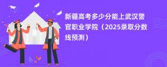新疆高考多少分能上武汉警官职业学院(2025录取分数线预测)