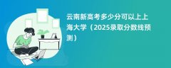 云南新高考多少分可以上上海大学(2025录取分数线预测)