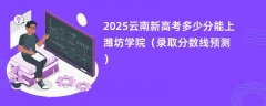 2025云南新高考多少分能上潍坊学院(录取分数线预测)