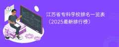 江苏省专科学校排名一览表（2025最新排行榜）